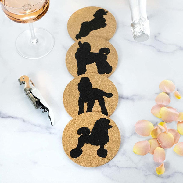 Frifoho Cork Drink Coasters Set Of 4 Dog Coasters With Protective